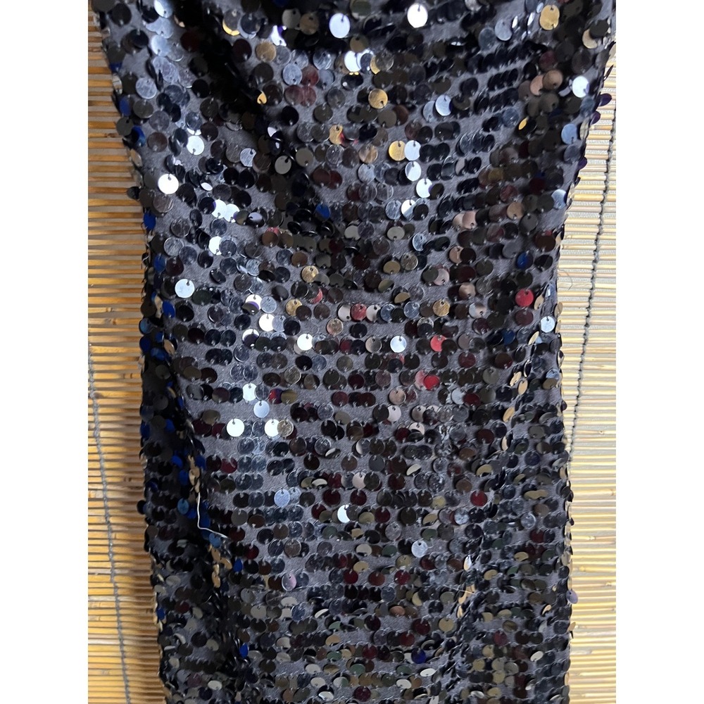 Guess Los Angeles Black Sequin Mini Dress Sleeveless Bodycon XS W9FK05H1G00